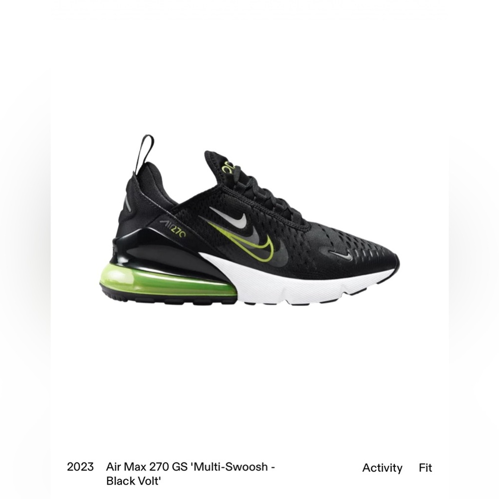 Nike Air Max 270 GS Multi Swoosh Black/Volt/Smoke Grey